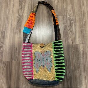 Boho Hippie Patchwork Butterfly Crossbody Cotton Sling Bag Made in India